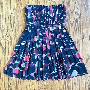 Madewell Broadway & Broome Strapless Black/Multicolor Strapless Pleated Dress